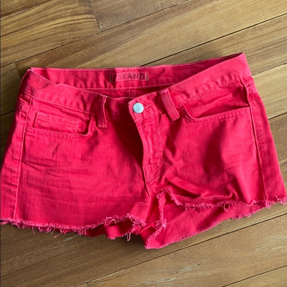 J Brand Hot Red Cutoff shorts